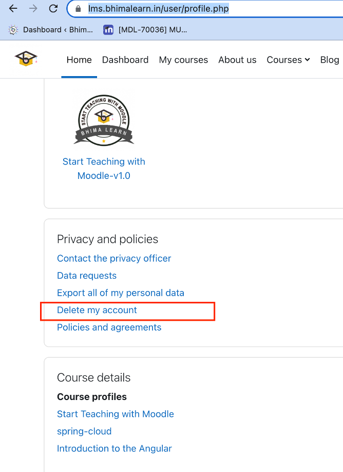 data deletion request page